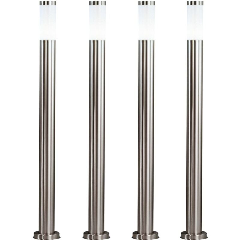 Lot de 4 lampes sur pied pour l'extérieur, éclairages de terrain, spots en acier inoxydable