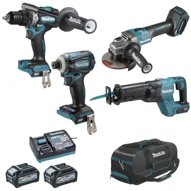 Makita - Ensemble de 4 machines 40 v max xgt (DF001G + GA005G + TD001G + JR001G) avec 2 batteries 40V 4.0Ah - chargeur - sac - DK0126G401