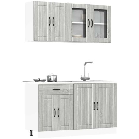 Ensemble de 4 meubles de cuisine "Lucca" en bois d'ingénierie Sonoma gris vidaXL