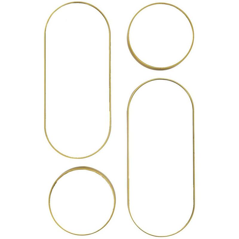 The Home Deco Factory - Ensemble de 4 miroirs rond et ovale doré Versa