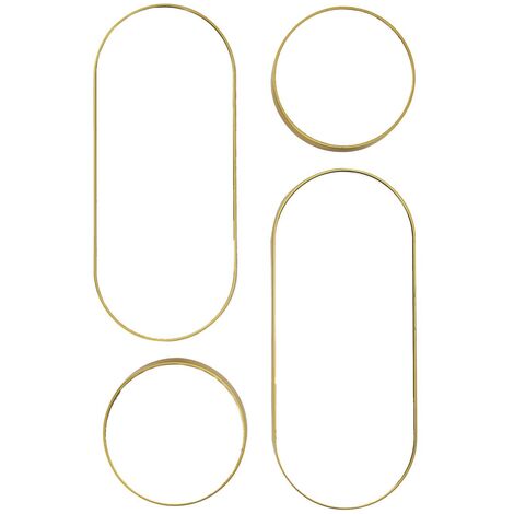 The Home Deco Factory – Lot de 4 miroirs ronds et ovales – Finition dorée – Dimensions : 71x30cm et diamètre 30cm – Plastique et verre