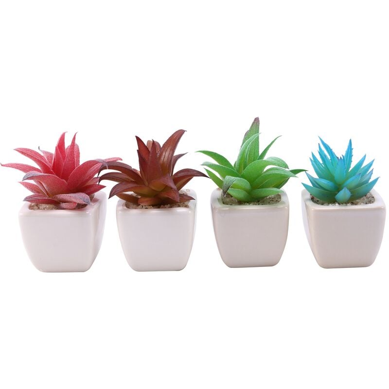 Ensemble de 4 Modernes Mini Aloes en Pot Succulente Artificielle Plantes - Aloes