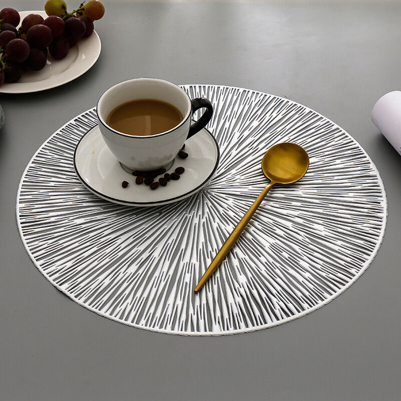 Ensemble de 4 nappes rondes – Style européen ajouré – Décoration de mariage et de fête – Argent