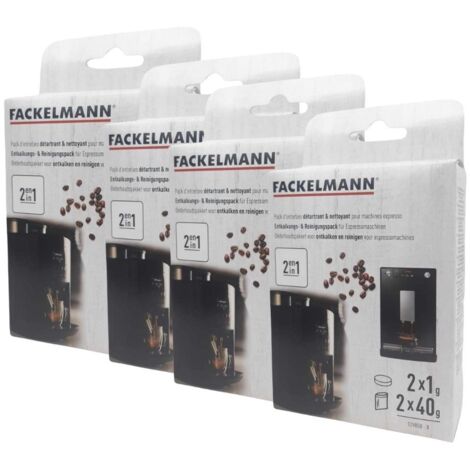 Ensemble de 4 Packs entretien détartrant et nettoyage pour machine à expresso Fackelmann Petit Déjeuner