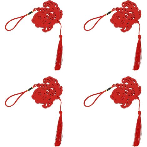 Ensemble de 4 pendentifs en bois de style chinois, 28 x 9 cm, style traditionnel