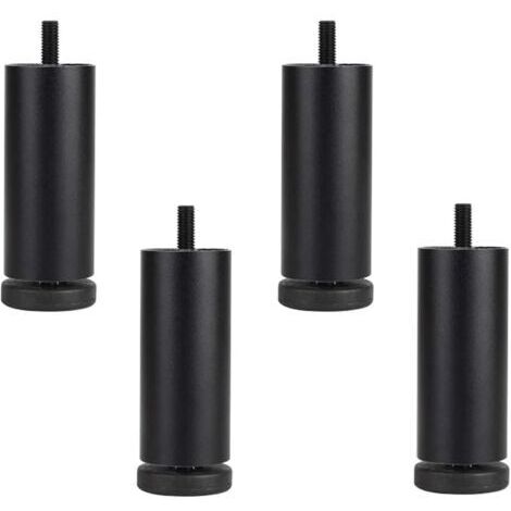 Ensemble de 4 pieds de canapé réglables en hauteur en alliage d'aluminium, pieds de rechange pour meubles, filetage M8, noir, 15 cm