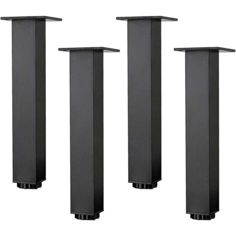 Ensemble de 4 pieds de meuble réglables en hauteur en aluminium pour table basse, canapé, noir avec vis (35 cm/13,8 po)