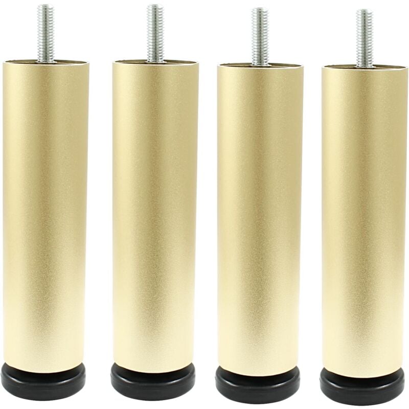 Ensemble de 4 pieds de meubles dorés de 6 pouces, pieds de canapé de remplacement à filetage M8 en alliage d'aluminium pour armoire, placard, bureau