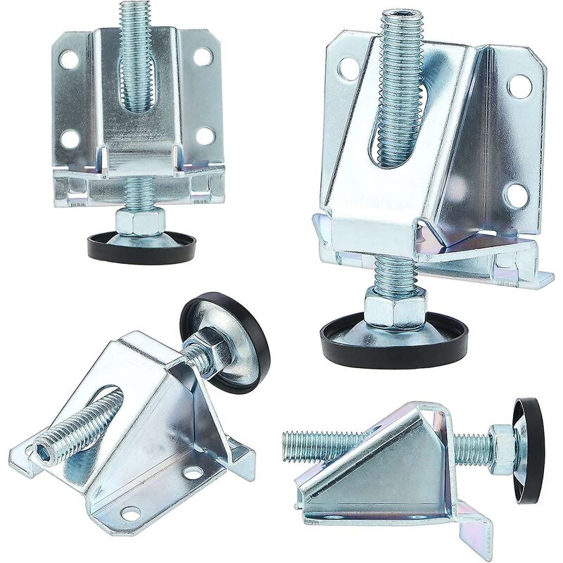 Ahlsen - Ensemble de 4 pieds de nivellement en acier robuste avec écrous de blocage, pieds de meubles réglables m10