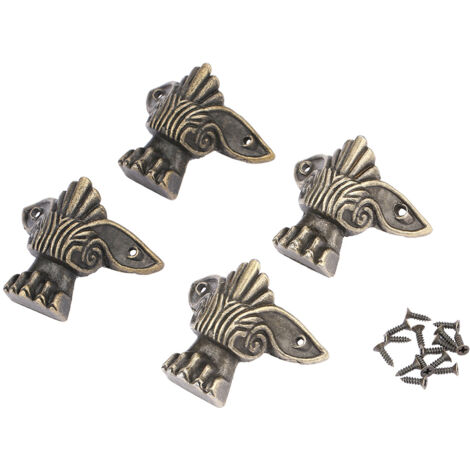 Ensemble de 4 pieds de protection d'angle en bois antique pour boîtes à bijoux et coffrets cadeaux.