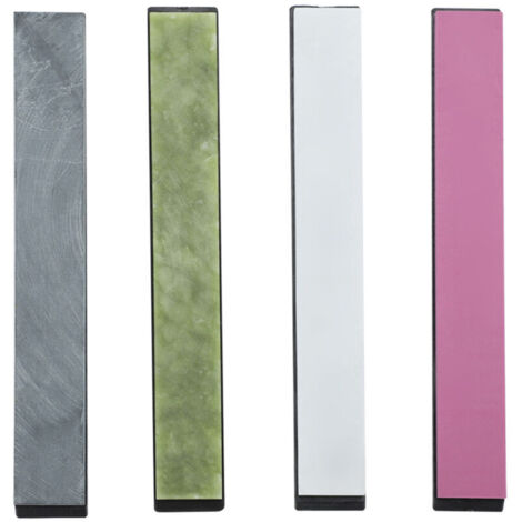Ensemble de 4 pierres à aiguiser colorées avec base pour l'affûtage de couteaux à angle fixe