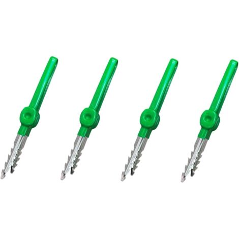 Ensemble de 4 pinces de jardin pointues, outils de jardinage longs et portables, en acier inoxydable vert.
