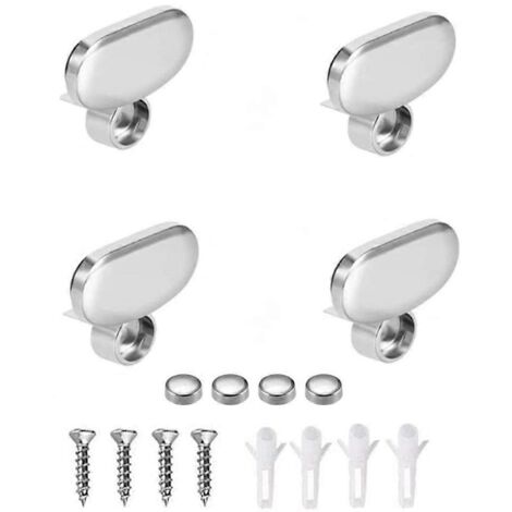 Ensemble de 4 pinces pour miroir, pince pour miroir en verre flottant, support pour étagère de salle de bain (LGL) - AquaForge