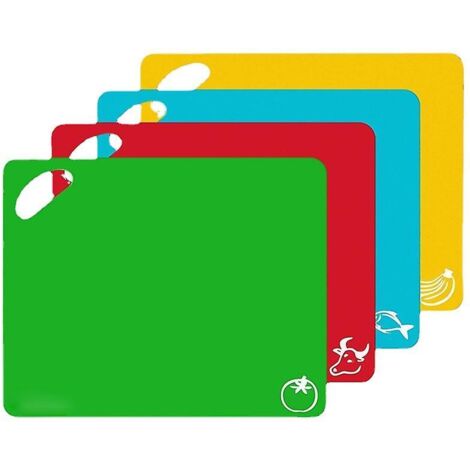 Ensemble de 4 planches à découper en plastique de couleurs différentes, avec de grandes planches extensibles sans BPA