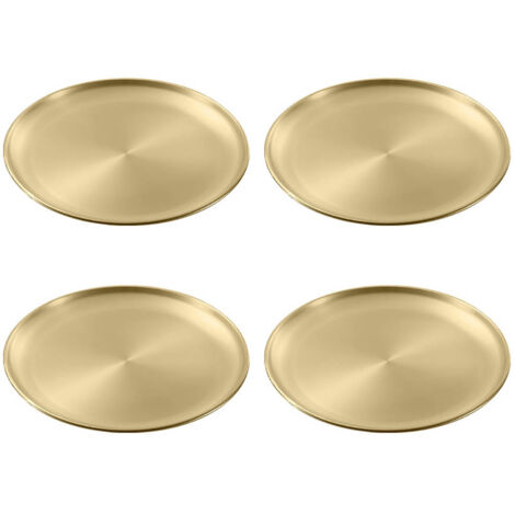 Ensemble de 4 plaques à pizza rondes en acier inoxydable