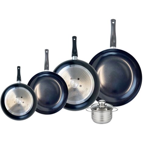 Ensemble de 4 Poêles de cuisson 20, 24, 28 et 32 cm et 1 faitout 12 cm Elo Prima Brillant