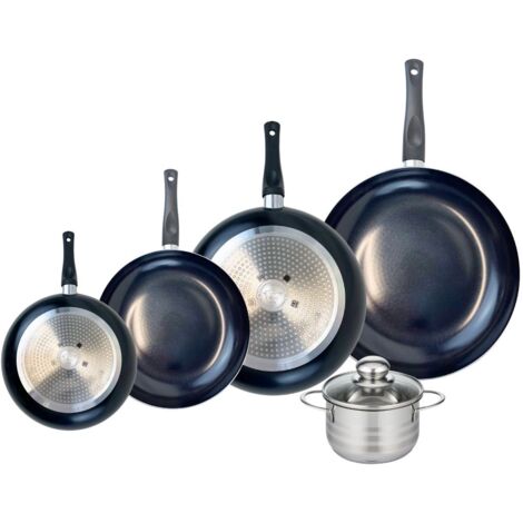 Ensemble de 4 Poêles de cuisson 20, 24, 28 et 32 cm et 1 faitout 14 cm Elo Prima Brillant