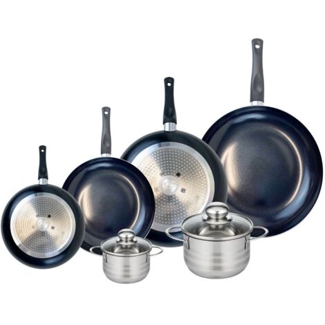 Ensemble de 4 Poêles de cuisson 20, 24, 28 et 32 cm et 2 faitouts 12 et 16 cm Elo Prima Brillant