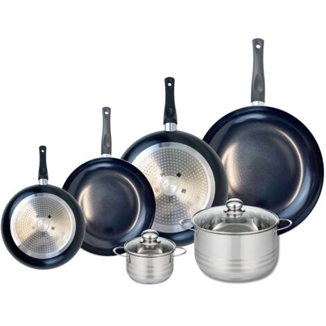 Ensemble de 4 Poêles de cuisson 20, 24, 28 et 32 cm et 2 faitouts 12 et 20 cm Elo Prima Brillant