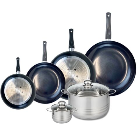 Ensemble de 4 Poêles de cuisson 20, 24, 28 et 32 cm et 2 faitouts 12 et 24 cm Elo Prima Brillant