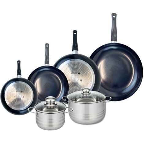 Ensemble de 4 Poêles de cuisson 20, 24, 28 et 32 cm et 2 faitouts 16 et 20 cm Elo Prima Brillant