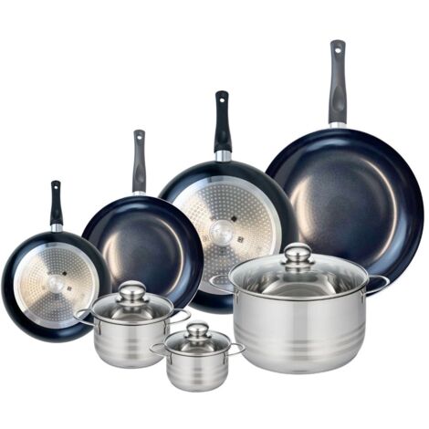 Ensemble de 4 Poêles de cuisson 20, 24, 28 et 32 cm et 3 faitouts 12, 14 et 24 cm Elo Prima Brillant