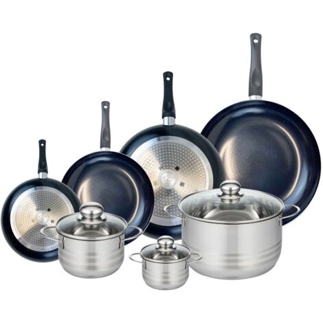 Ensemble de 4 Poêles de cuisson 20, 24, 28 et 32 cm et 3 faitouts 12, 16 et 24 cm Elo Prima Brillant