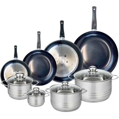 Ensemble de 4 Poêles de cuisson 20, 24, 28 et 32 cm et 4 faitouts 12, 16, 20 et 24 cm Elo Prima Brillant