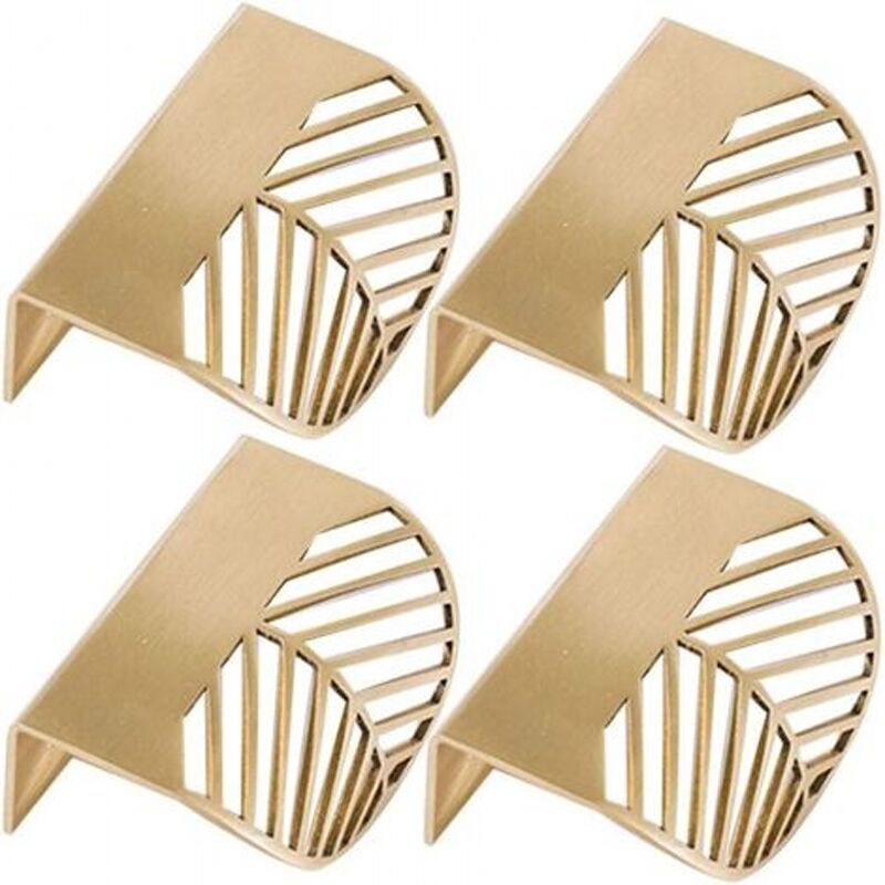 Ensemble de 4 poignées de meubles en laiton doré en forme de feuille, pour placards, armoires et meubles de cuisine.Doré
