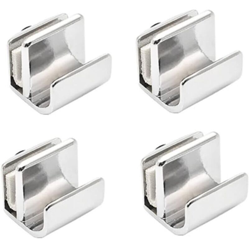 Ensemble de 4 poignées de porte en verre, en alliage de zinc, sans perçage, pour vitrines, armoires et tiroirs de 3 à 5 mm d'épaisseur.