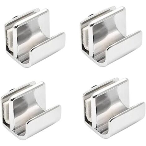 Ensemble de 4 poignées pour portes en verre, en alliage de zinc, sans perçage, pour vitrines, armoires, tiroirs de 3 à 5 mm d'épaisseur.