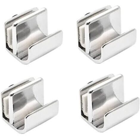 Ensemble de 4 poignées pour portes en verre, en alliage de zinc, sans perçage, pour vitrines, armoires, tiroirs de 3 à 5 mm d'épaisseur.
