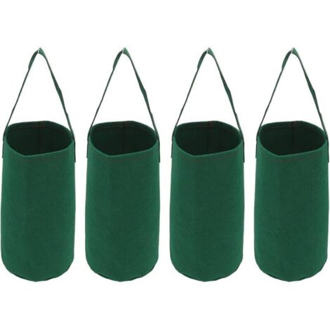 Ensemble de 4 pots de fleurs inversés, sacs de culture de fraises de tomates de jardin suspendus, sacs de culture suspendus