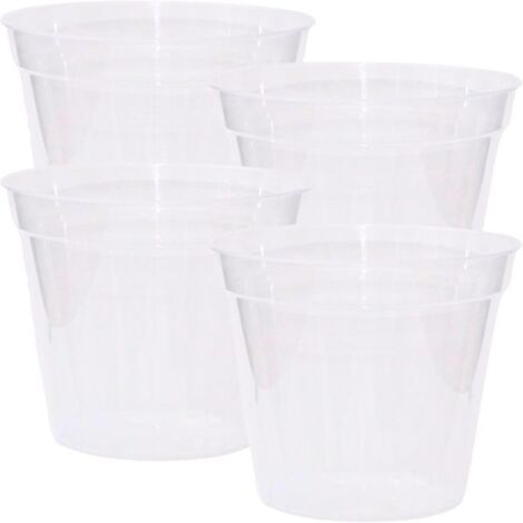 Ensemble de 4 pots de semis transparents en plastique de 20 cm (avec trous de drainage) pour l'intérieur et l'extérieur