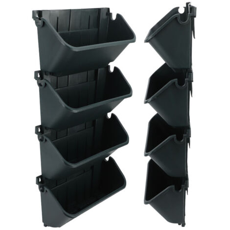 Ensemble de 4 pots muraux verticaux en plastique respirant, gain de place, pour porche ou jardin