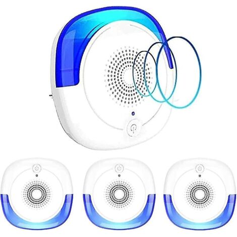 Ensemble de 4 répulsifs à ultrasons pour nuisibles, appareil électrique anti-insectes d'intérieur, répulsif anti-moustiques, cafards, mouches et souris, 100 % sûr et non toxique.