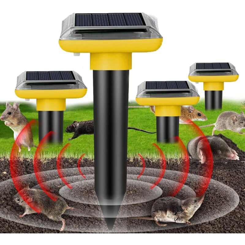 Coocheer - Ensemble de 4 répulsifs solaires pour souris - Répulsif pour souris - Répulsif pour campagnols - Répulsif ultrasonique pour souris