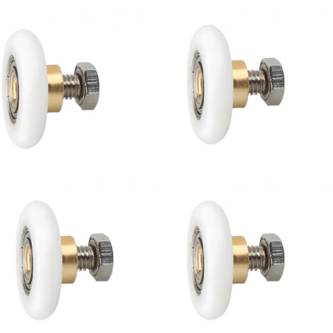 Ensemble de 4 roulettes pour porte de douche – Roulettes de 19 mm en acier inoxydable pour une ouverture et une fermeture silencieuses et fluides, installation facile