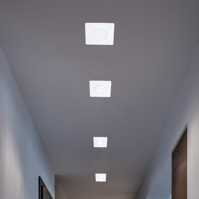 Spot encastrable plafonnier salon lampe spot encastrable plafonnier LED carré chambre, 12W 1000lm blanc chaud, LxP 10,2x10,2 cm, lot de 4