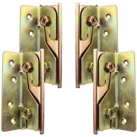 Ensemble de 4 supports de fixation robustes et résistants à la rouille pour rail de lit sans mortaise avec vis