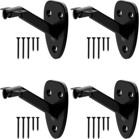 Ensemble de 4 supports de main courante d'escalier noirs robustes, fixations pour rampes d'escalier intérieures et extérieures