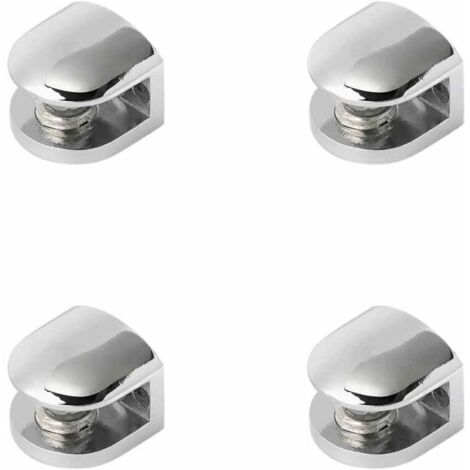 Ensemble de 4 supports pour étagères en verre, clips en verre réglables, crochets muraux pour miroirs, convient aux étagères en verre de 8 à 10 mm, aux miroirs et aux étagères en bois.