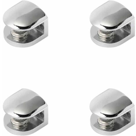 Ensemble de 4 supports pour étagères en verre, clips en verre réglables, crochets muraux pour miroirs, convient aux étagères en verre de 8 à 10 mm, aux miroirs et aux étagères en bois.