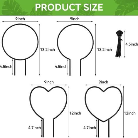 Ensemble de 4 supports pour plantes grimpantes, cadre ajustable pour plantes en pot, porte-fleurs