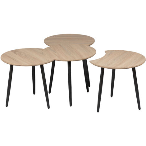 Ensemble de 4 tables basses 50x50x45 cm naturel et anthracite