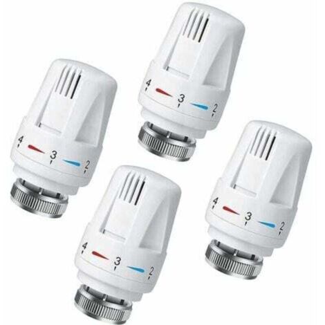 Ensemble de 4 têtes de vanne thermostatique, accessoires de vanne thermostatique, tête de vanne thermostatique de radiateur, tête de remplacement de vanne de radiateur, convient pour thermostat blanc 