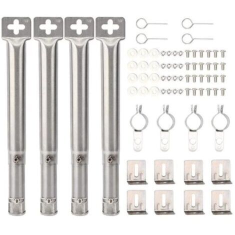 Ensemble de 4 Tubes de Brûleur en Acier Inoxydable pour Barbecue à Gaz - Réglable de 12" à 17,5"