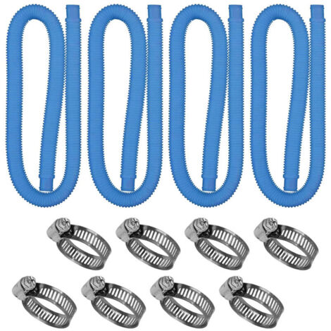 Ensemble de 4 tuyaux pour piscines hors sol, tuyau de 3,2 cm (1,25 pouce) de diamètre avec raccord de 6,35 mm (1/4 pouce) de diamètre, tuyau de rechange pour pompe de piscine de 99 cm (39 pouces).
