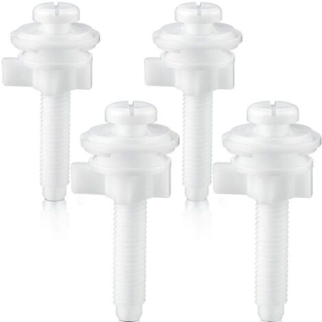 Ensemble de 4 vis de remplacement pour charnière d'abattant de WC, avec écrous et rondelles en plastique.