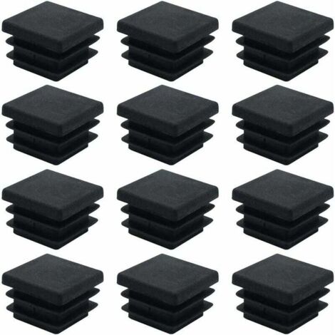 Ensemble de 40 bouchons en plastique carrés de 20 mm x 20 mm en noir pour tuyaux carrés, pieds de meuble, armoires, étagères, chaises.